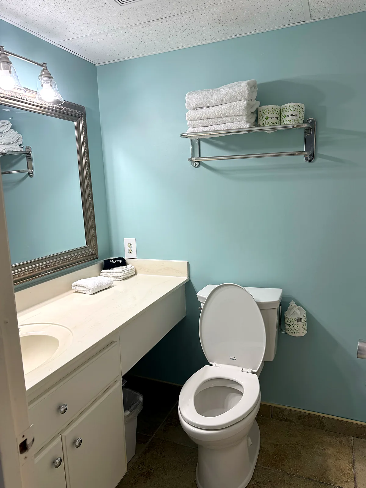 Clean, updated bathroom in king oceanview room